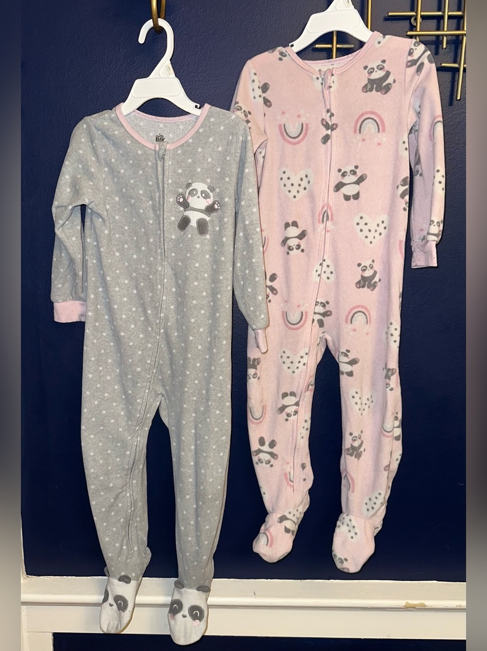 Kids bundle Footed One-Piece Pajamas - Pink & Gray size 4t